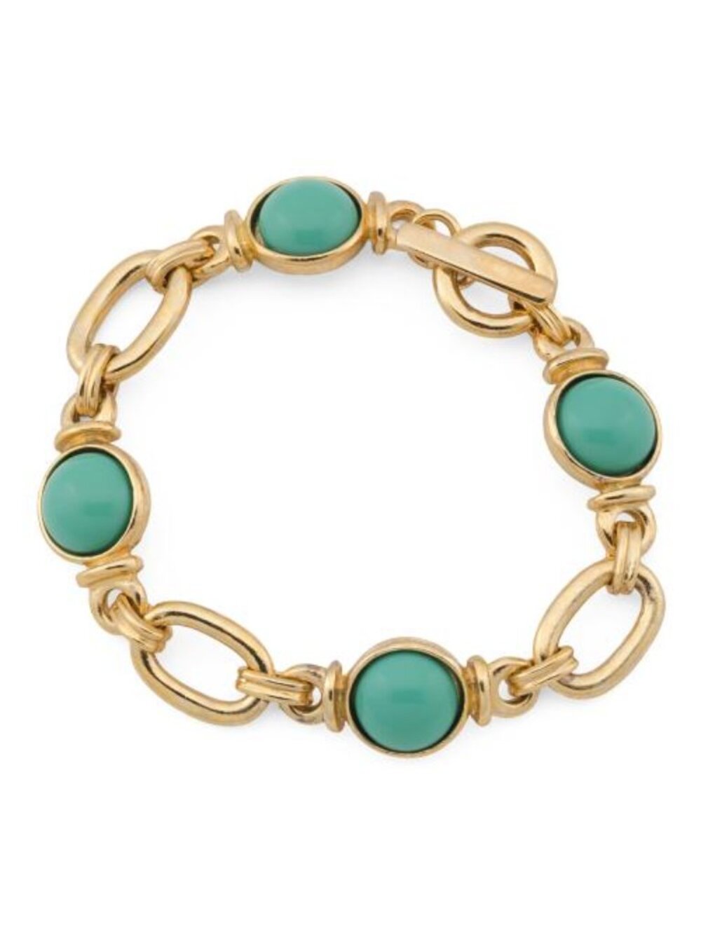 BEN AMUN Made In Usa Gold And Turquoise Link Bracelet